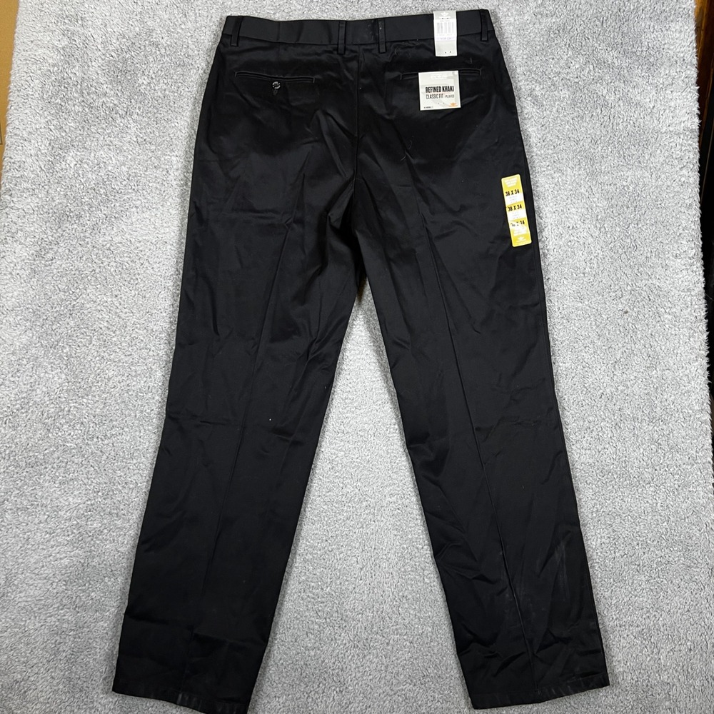 Dockers Dress Pants Mens 38x34 Refined Khaki Black Pleated Classic Office NEW - Picture 2 of 10